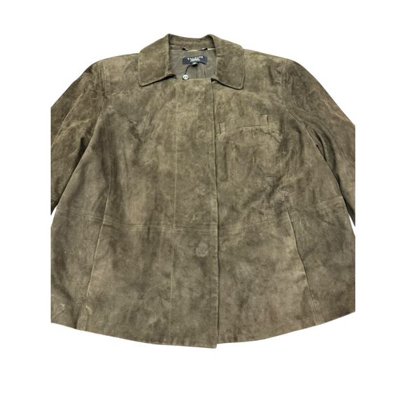NWT Talbots Petite 14W Dark Olive Green Suede Jacket Zip Up Classic Style - Picture 3 of 10